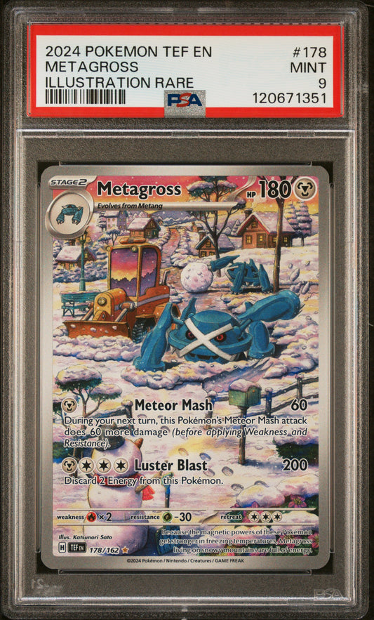 PSA 9 - Metagross 178/162 Illustration Rare SV Temporal Forces - Pokemon