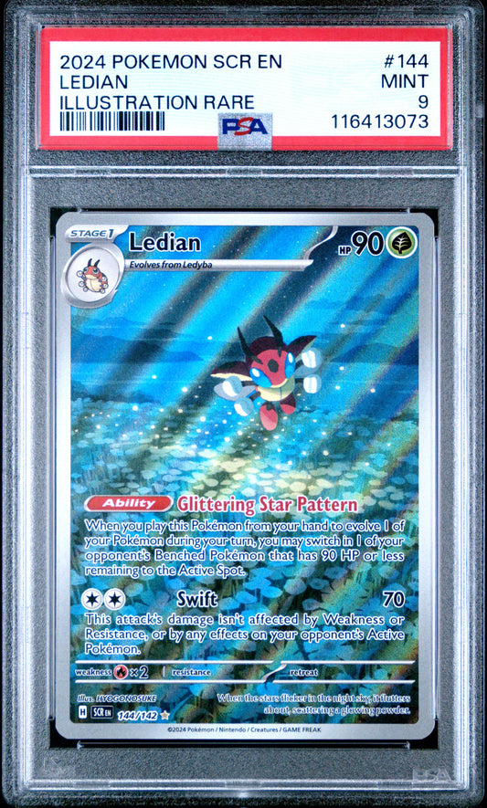 PSA 9 - Ledian 144/142 Illustration Rare SV Stellar Crown - Pokemon