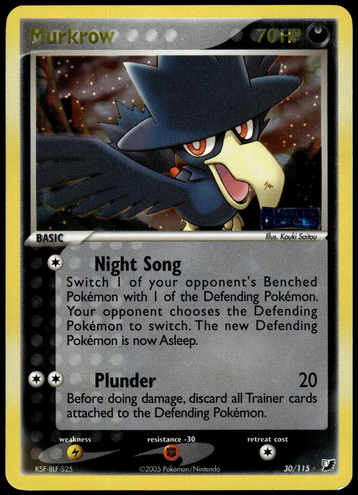 Murkrow Reverse Holo 30/115 Unseen Forces Pokemon [JEC] [NM]