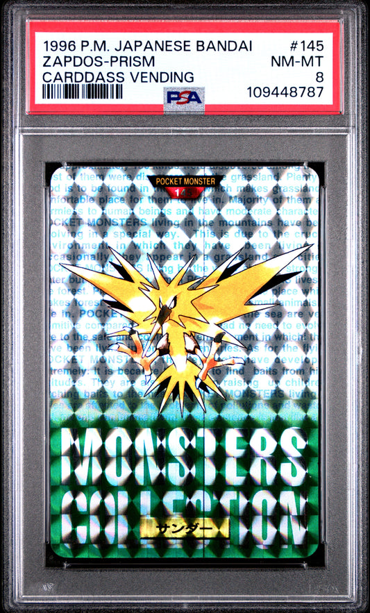 PSA 8 - Zapdos Prism #145 1996 JPN Bandai Carddass Vending - Pokemon