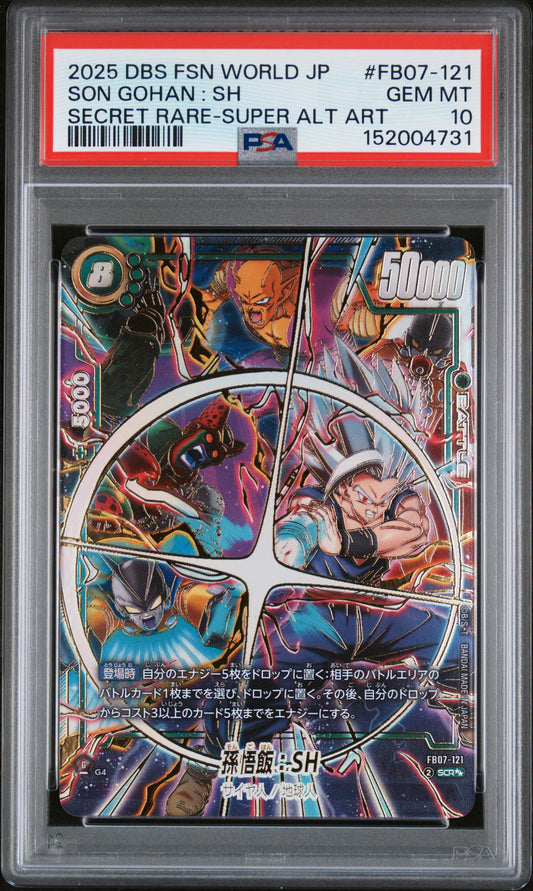 PSA 10 - Son Gohan: SH FB07-121 Super Secret Alt Art JPN Fusion World x731 - DBS