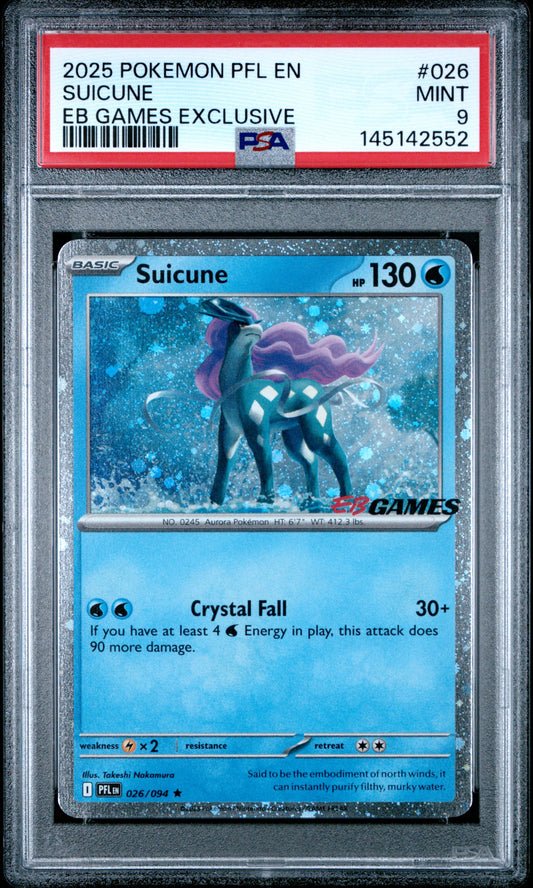 PSA 9 - Suicune Cosmos Holo 026/094 MEG EB Games Exclusive x552 - Pokemon