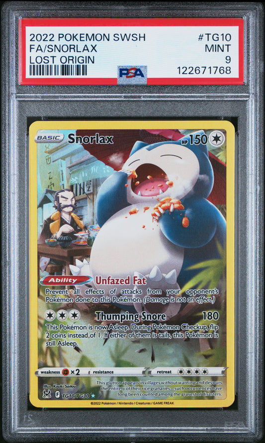 PSA 9 - Snorlax TG10/TG30 SWSH Lost Origin - Pokemon