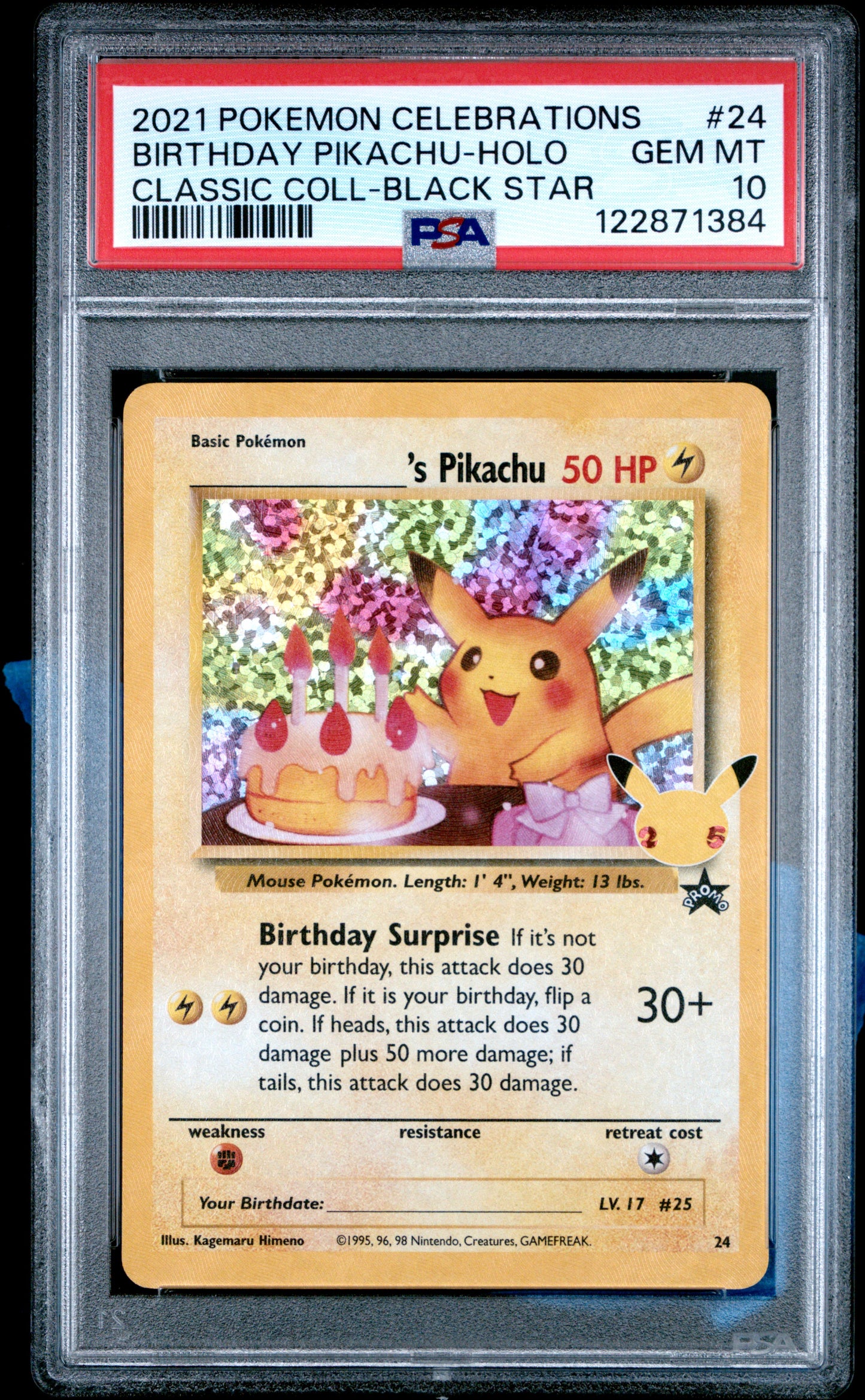 PSA 10 - Birthday Pikachu #24 SWSH Celebrations Classic Collection - Pokemon