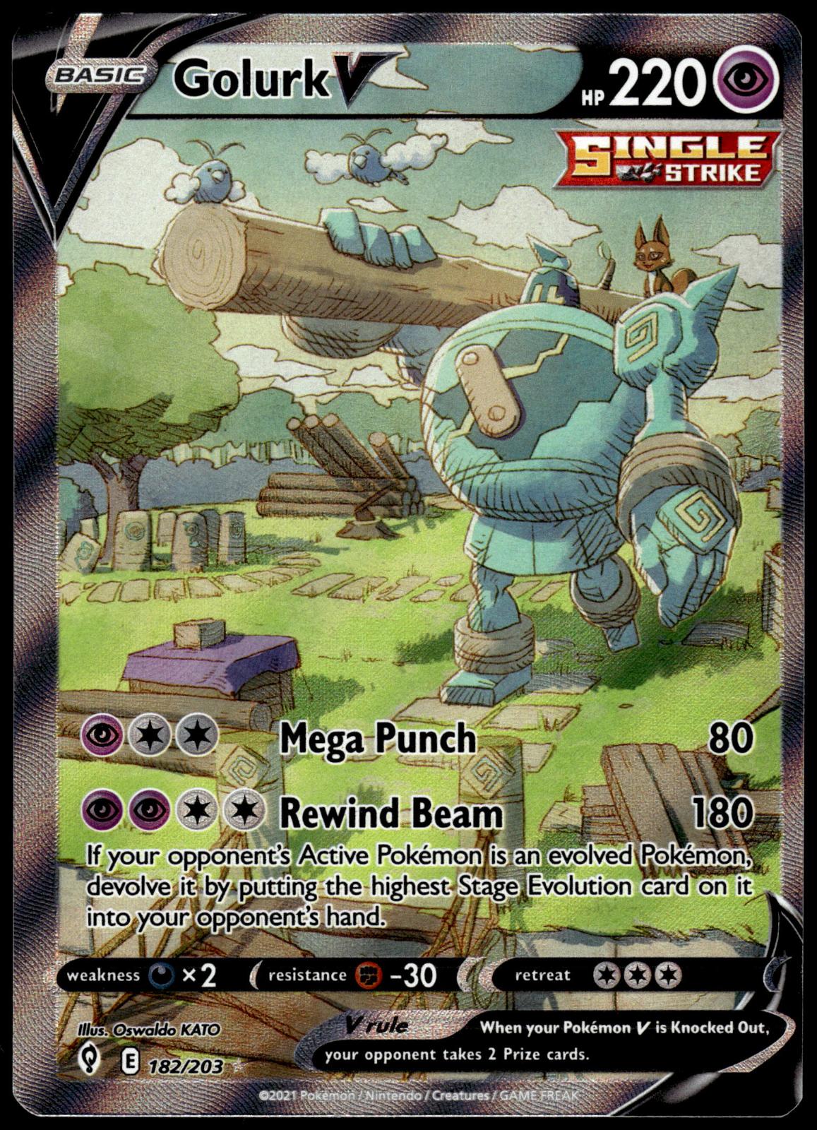 Golurk V 182/203 Alternate Art SWSH Evolving Skies Pokemon [NM] (1)