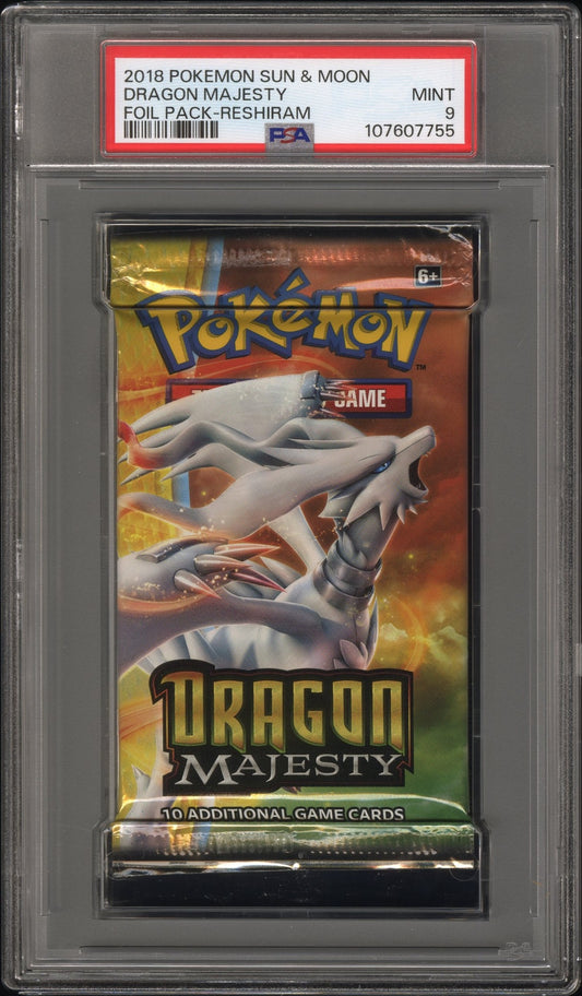 PSA 9 - Sun & Moon Dragon Majesty (Reshiram Art) Foil Pack - Pokemon