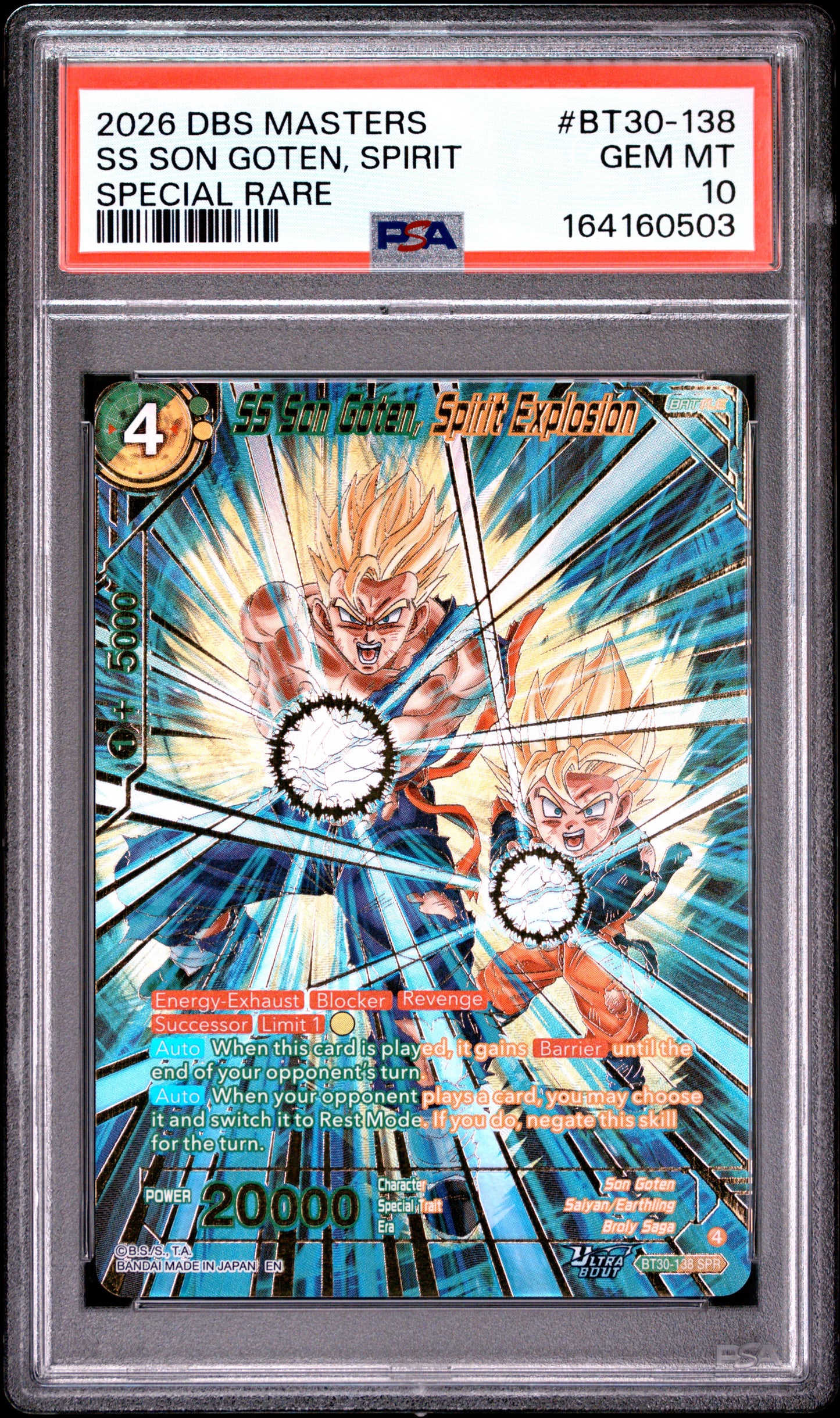 PSA 10 - SS Son Goten, Spirit Explosion BT30-138 SPR Masters x503 - Dragon Ball