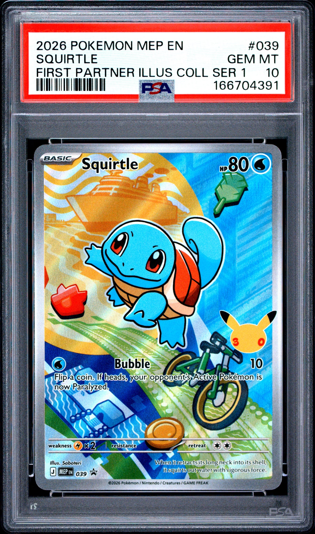 PSA 10 - Squirtle MEP039 First Partner Illustration Promo x391 - Pokemon