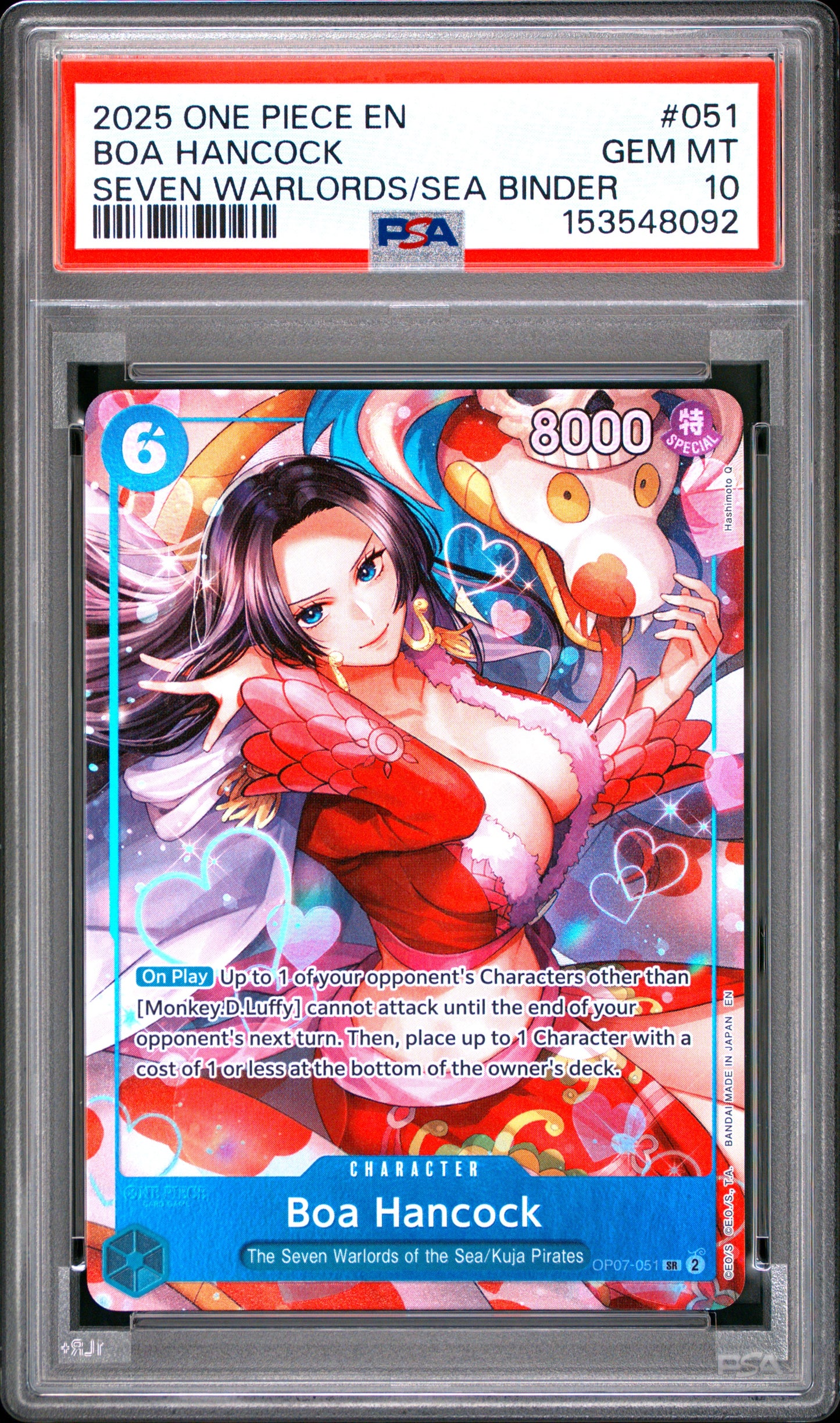 PSA 10 - Boa Hancock OP07-051 Super Rare x092 - One Piece