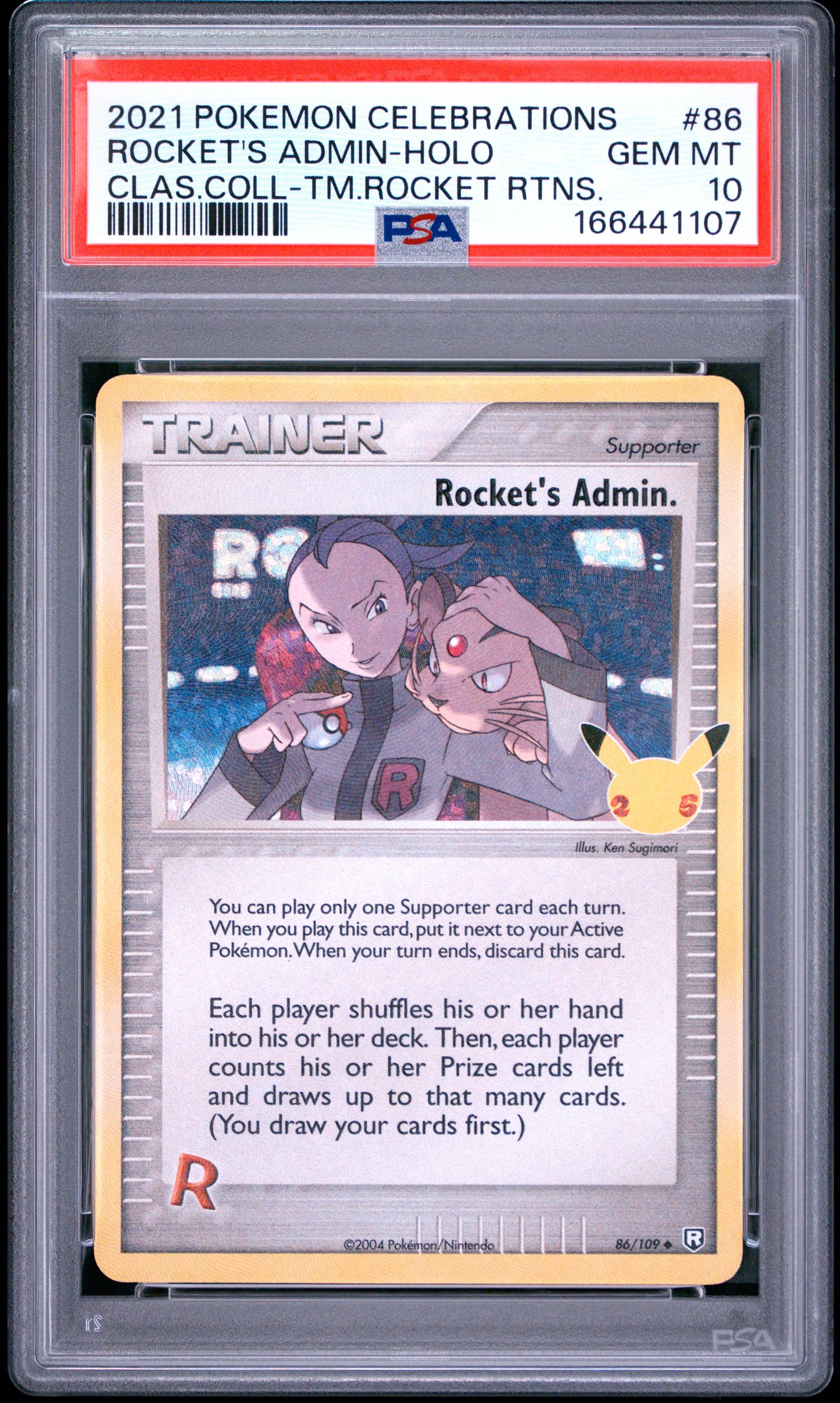 PSA 10 - Rocket's Admin Holo 86/109 SWSH Celebrations Classic x107 - Pokemon