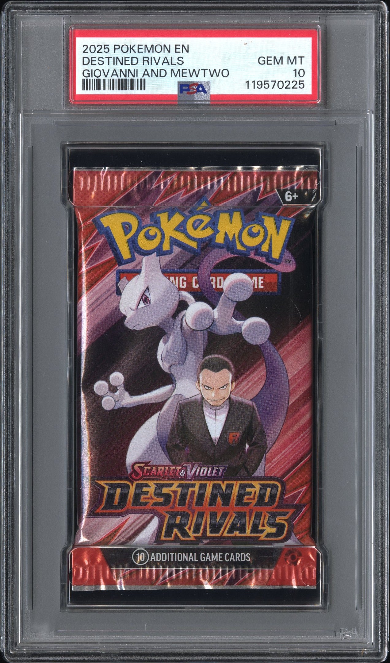 PSA 10 - Destined Rivals (Giovanni and Mewtwo Art) SV Foil Pack - Pokemon
