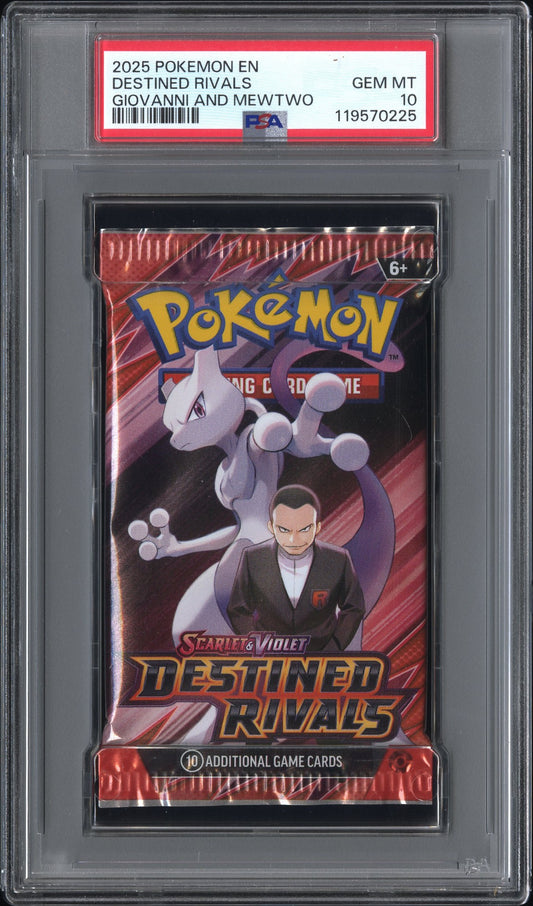 PSA 10 - Destined Rivals (Giovanni and Mewtwo Art) SV Foil Pack - Pokemon