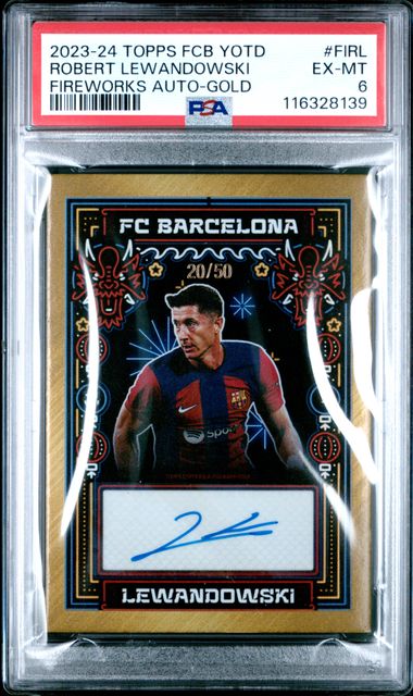 PSA 6 - Lewandowski Topps FCB YOTD Auto Gold Fireworks /50 - Football