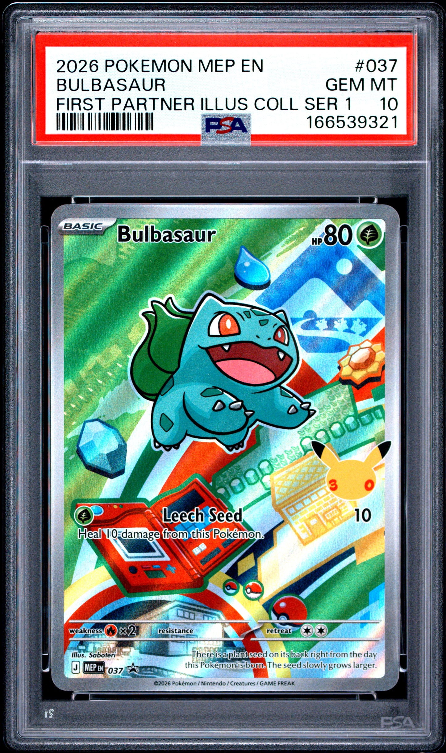 PSA 10 - Bulbasaur MEP037 First Partner Illustration Promo x321 - Pokemon