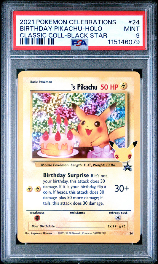 PSA 9 - Birthday Pikachu #24 SWSH Celebrations Classic Collection - Pokemon