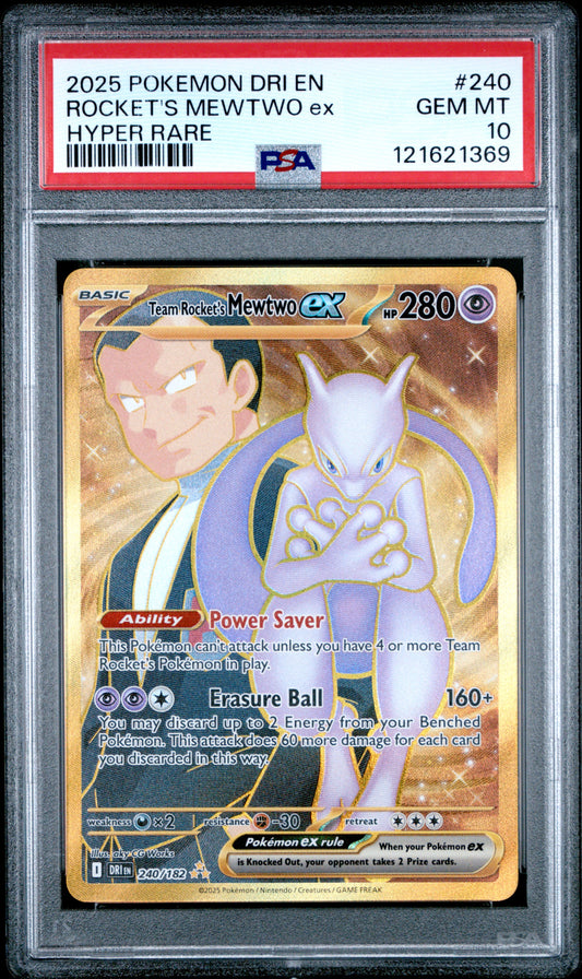 PSA 10 - Rocket's Mewtwo ex 240/182 SV Destined Rivals - Pokemon