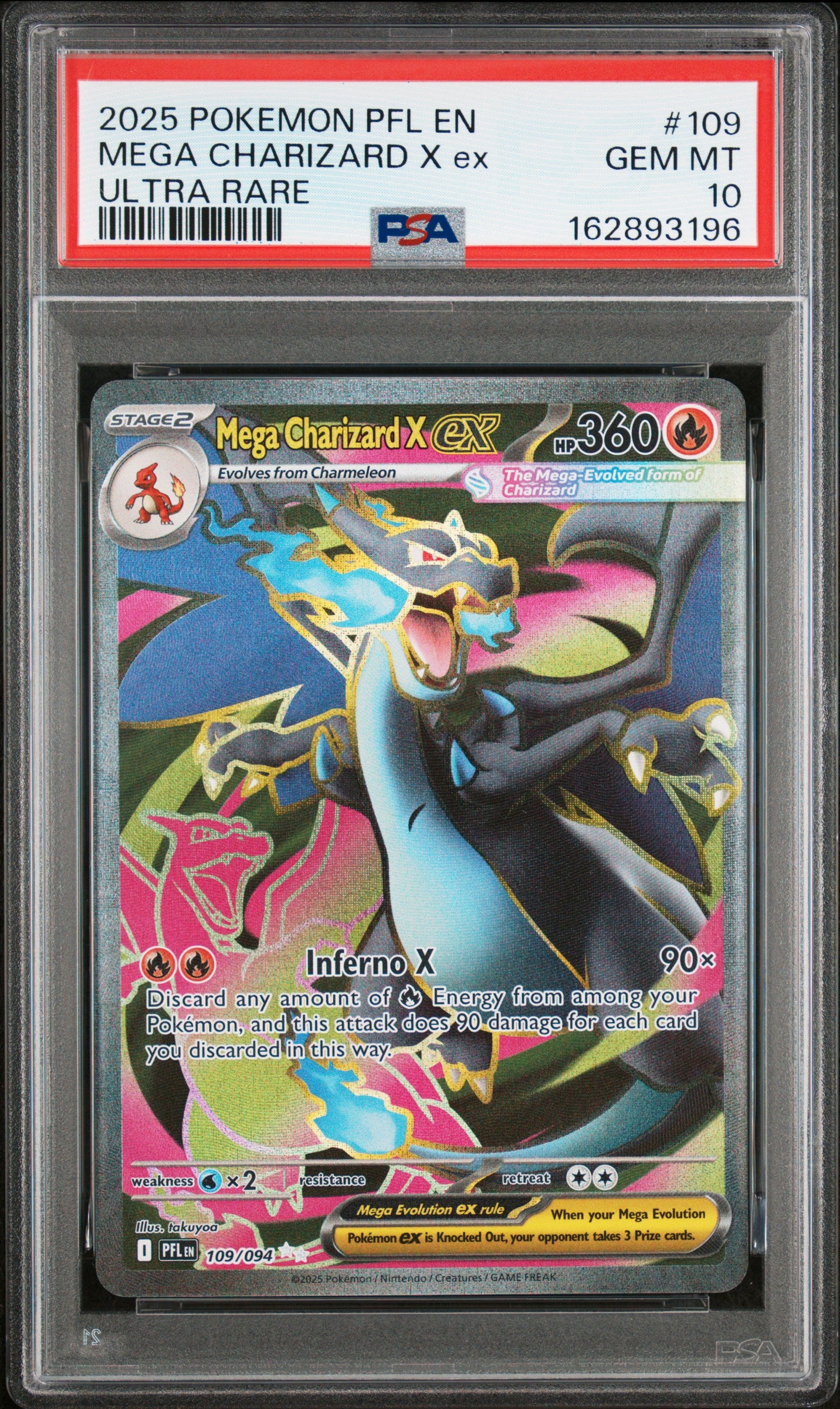 PSA 10 - Mega Charizard X ex 109/094 ME Phantasmal Flames x196 - Pokemon