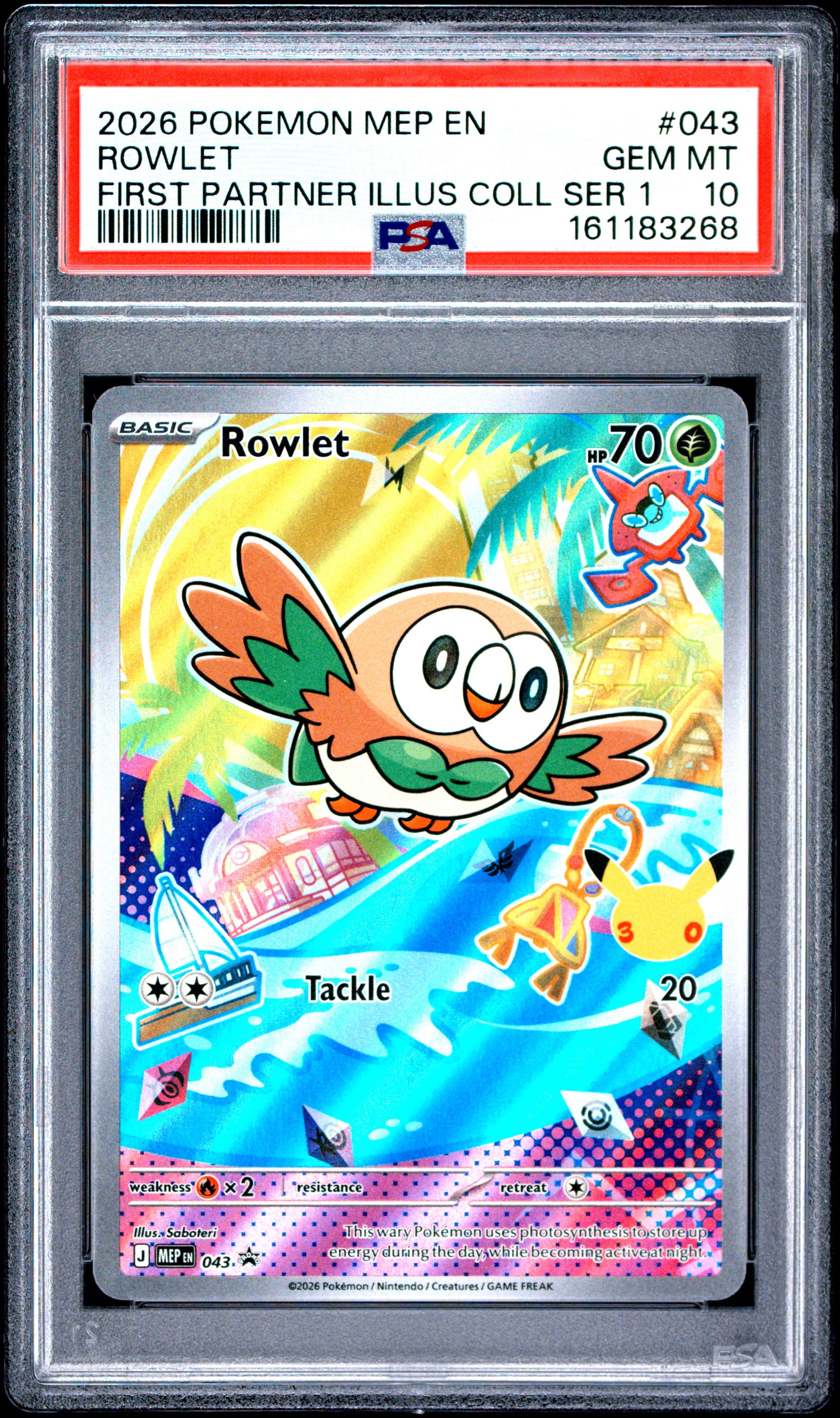 PSA 10 - Rowlet MEP 043 First Partner Illustration Collection  x268 - Pokemon