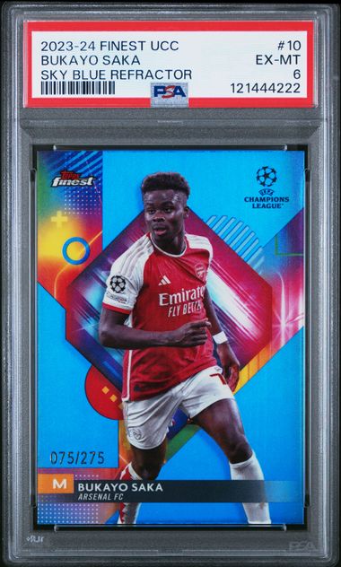 PSA 6 - Bukayo Saka Finest Sky Blue Ref 075/275 23-24 - Football