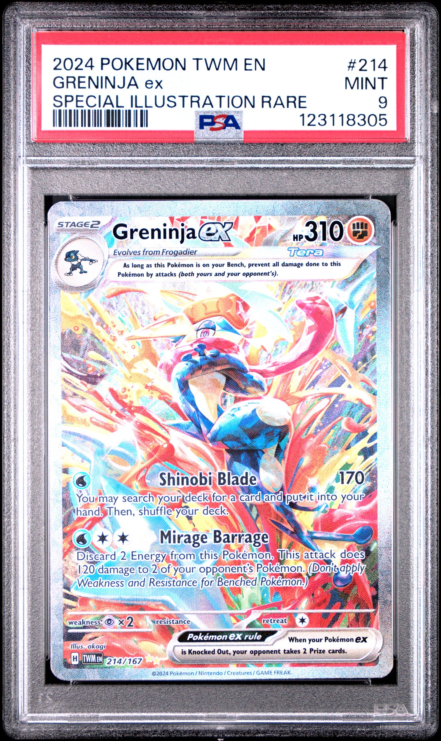 PSA 9 - Greninja ex 214/167 SIR SV Twilight Masquerade - Pokemon
