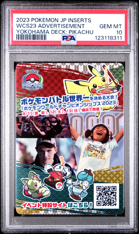 PSA 10 - Yokohoma 2023 World Championship Pikachu Deck Insert Card - Pokemon