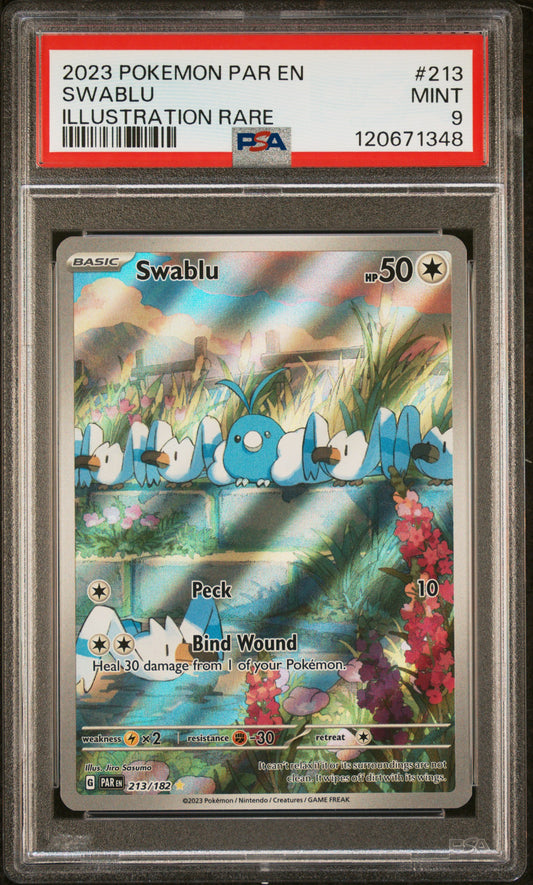 PSA 9 - Swablu 213/182 Illustration Rare SV Paradox Rift - Pokemon