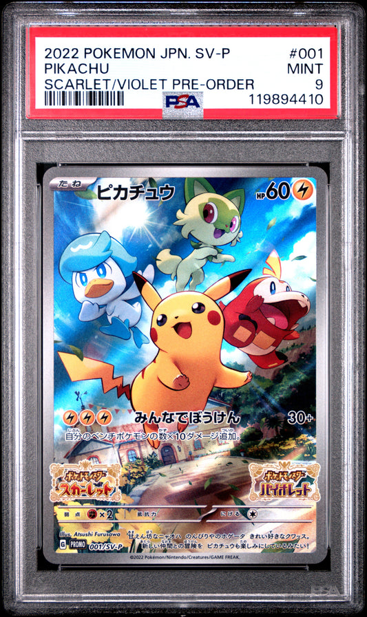 PSA 9 - Pikachu 001/SV-P Scarlet & Violet Pre-Order Purchase Promo - Pokemon