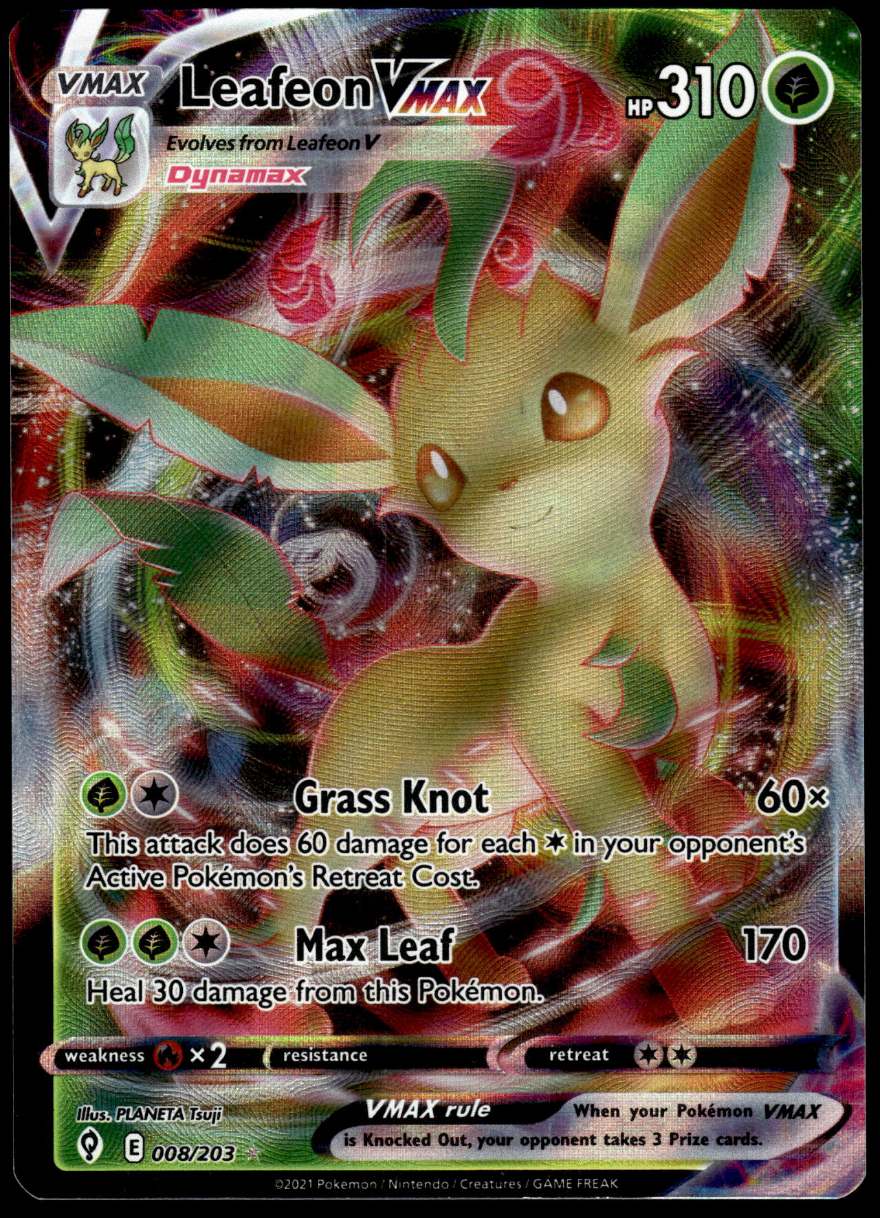 Leafeon VMAX 008/203 SWSH Evolving Skies Pokemon [NM]