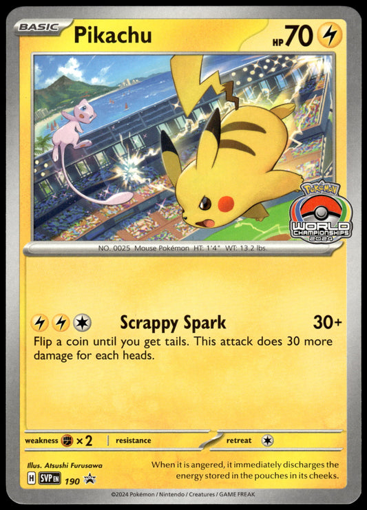 Pikachu SVP190 2024 World Championships Black Star Promo Pokemon [NM] (1)
