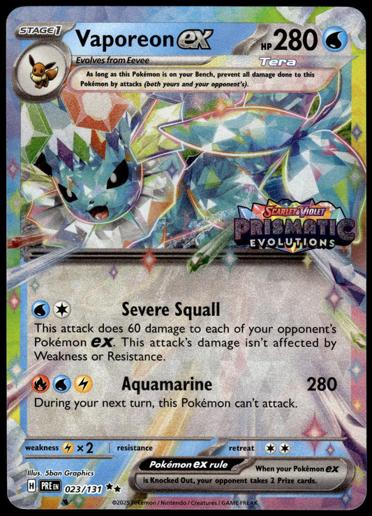 Vaporeon ex 023/131 SV Prismatic Evolutions Surprise Box Promo Pokemon [NM] (1)