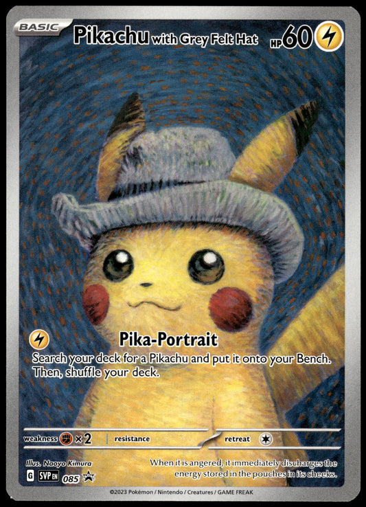 Pikachu with Grey Felt Hat SVP085 Van Gogh Black Star Promo Pokemon [NM] (1)