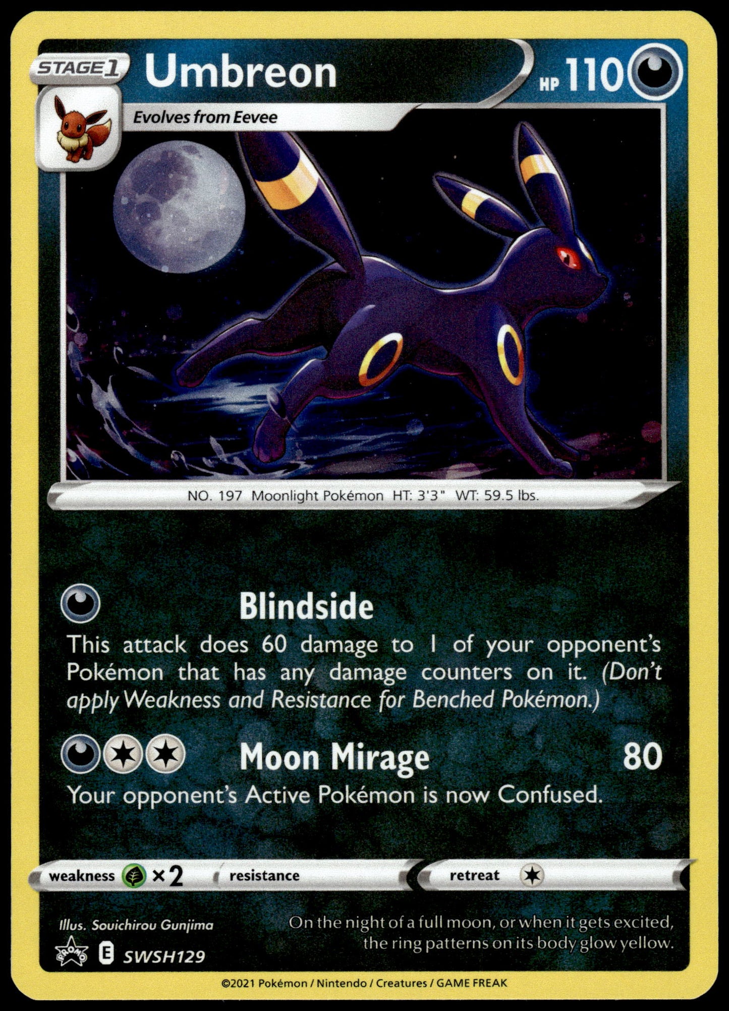 Umbreon Cosmos Holo SWSH129 Three-Pack Blister Promo Pokemon [NM] (1)