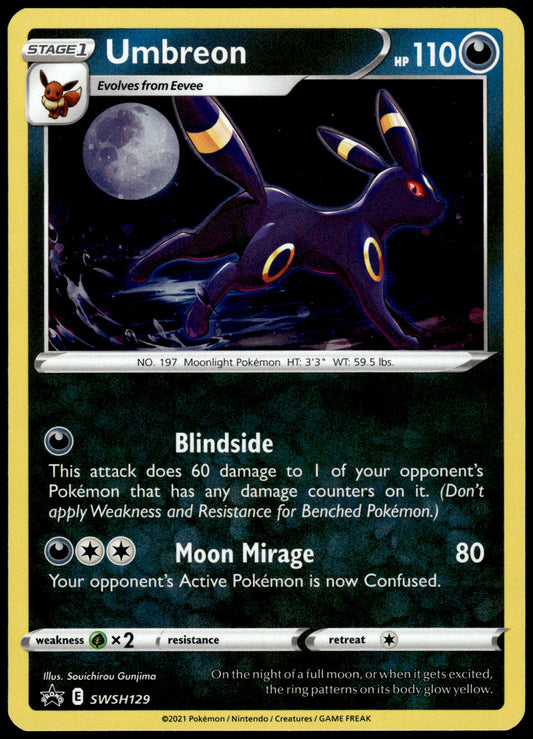 Umbreon Cosmos Holo SWSH129 Three-Pack Blister Promo Pokemon [NM] (1)