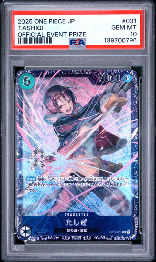 PSA 10 - Tashigi OP12-031 Official Event Prize Japanese x796 - One Piece