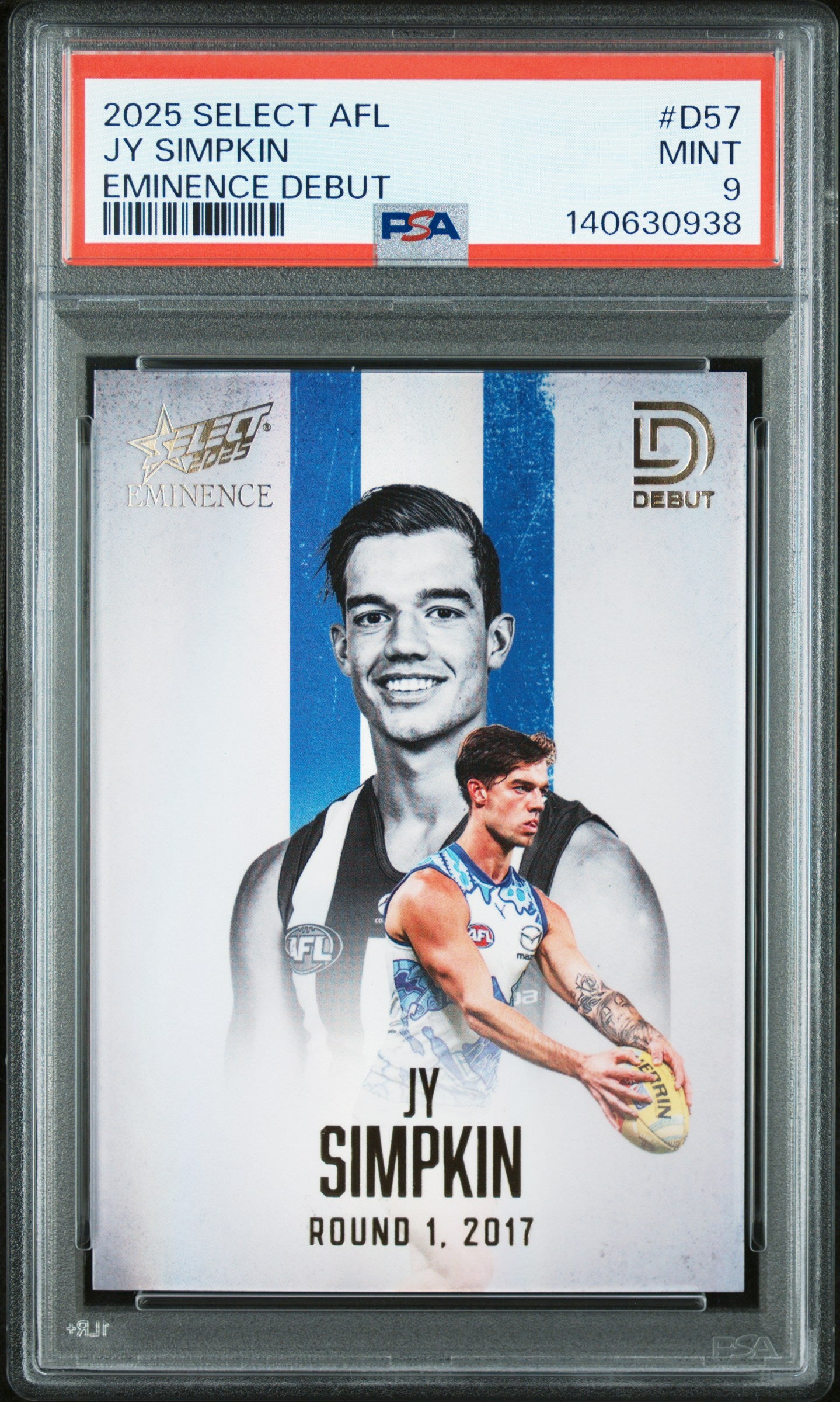 PSA 9 - Jy Simpkin #D57 Debut 2025 SELECT Eminence - AFL