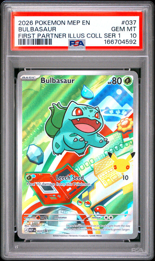PSA 10 - Bulbasaur MEP037 First Partner Illustration Coll. Promo x592 - Pokemon