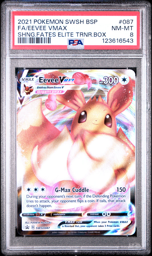 PSA 8 - Eevee VMAX SWSH087 Shining Fates Elite Trainer Box Promo - Pokemon