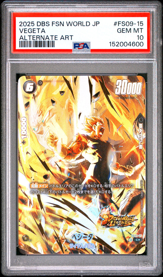 PSA 10 - Vegeta FS09-15 JPN Alt Art Fusion World x600 - DBS