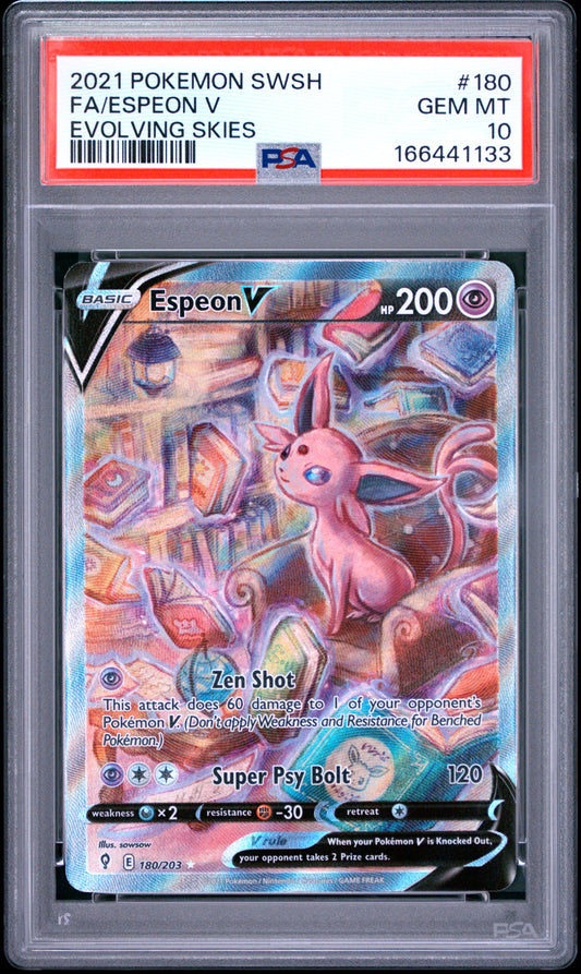 PSA 10 - Espeon V 180/203 SWSH Evolving Skies x133 - Pokemon