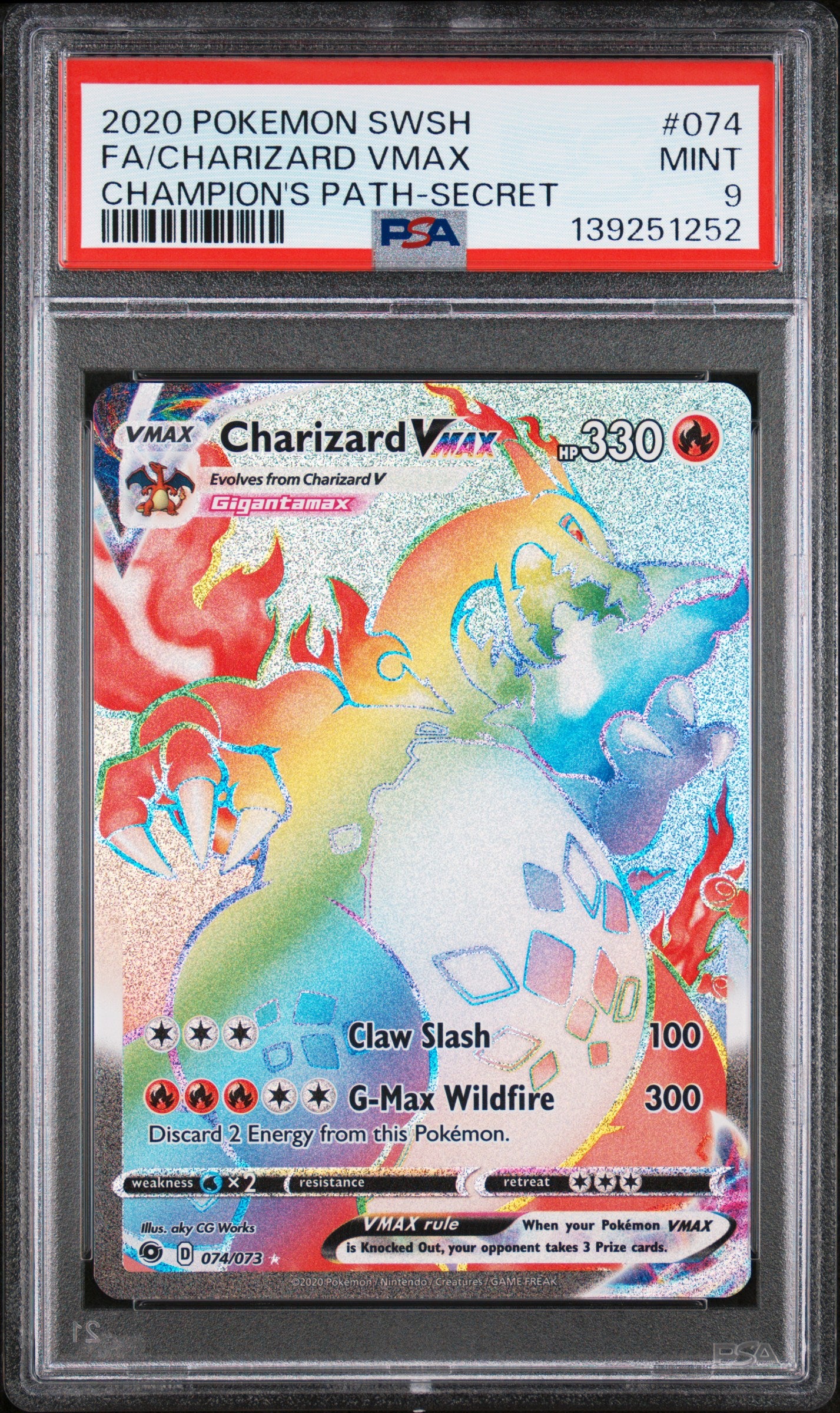 PSA 9 - Charizard VMAX 074/073 SWSH Champions Path - Pokemon