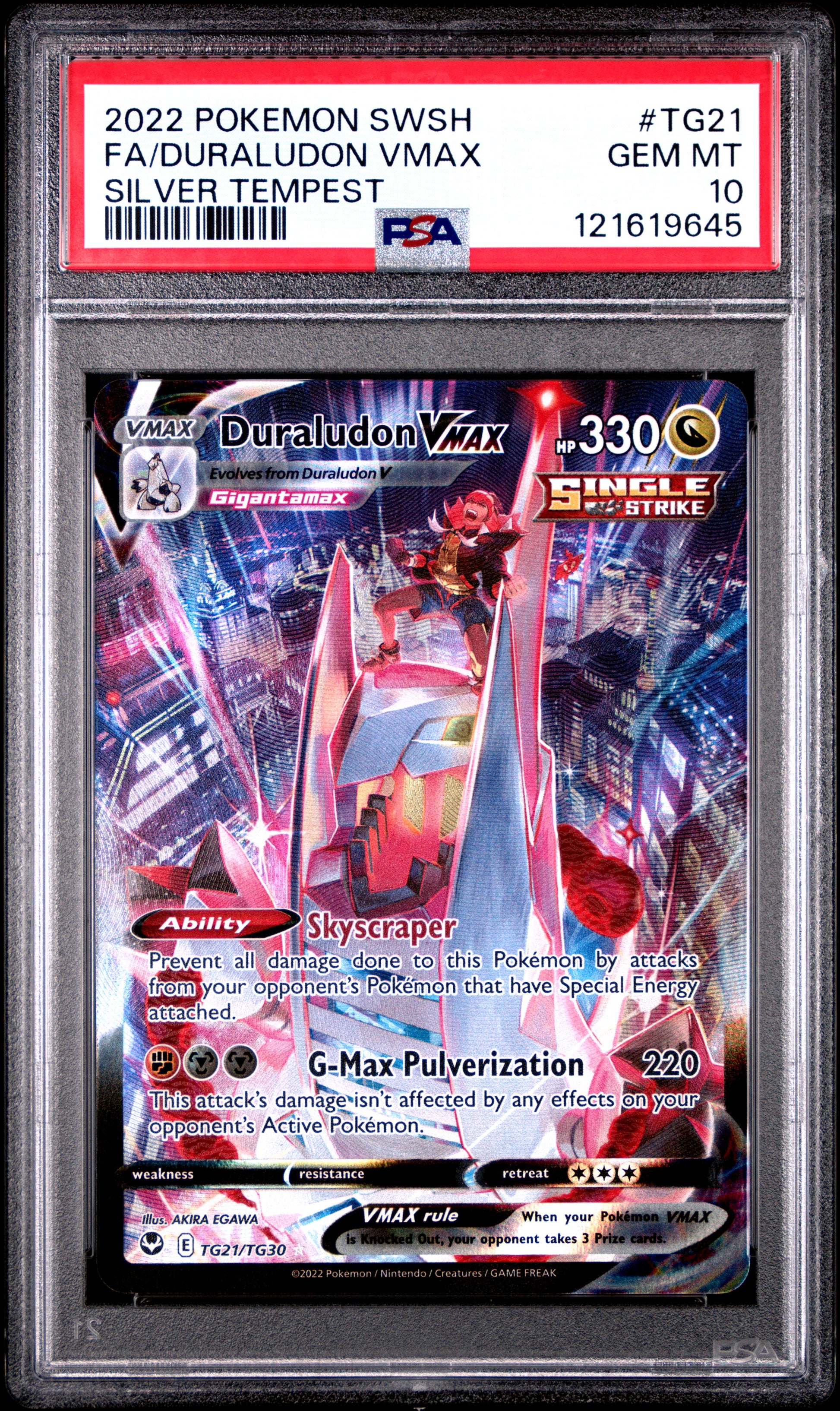 PSA 10 - Duraludon VMAX TG21/TG30 SWSH Silver Tempest - Pokemon JustEncased PSA 10 - Duraludon VMAX TG21/TG30 SWSH Silver Tempest - Pokemon JustEncased