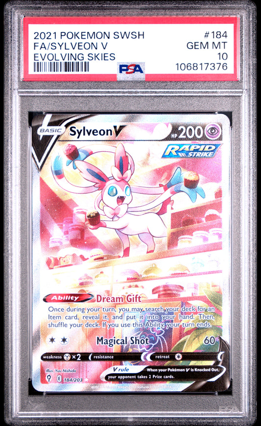 PSA 10 - Sylveon V 184/203 SWSH Evolving Skies - Pokemon
