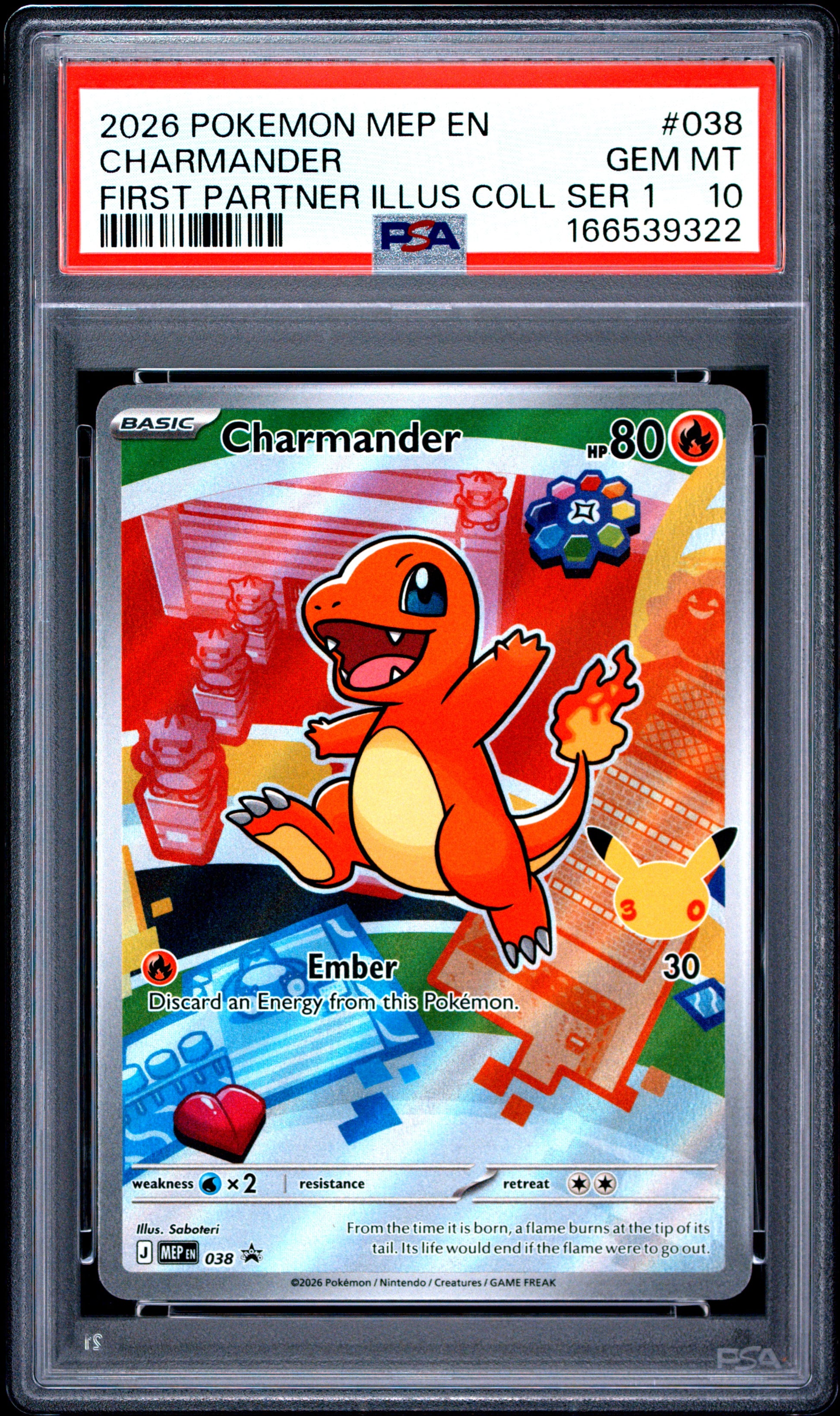 PSA 10 - Charmander MEP038 First Partner Illustration Promo x322 - Pokemon