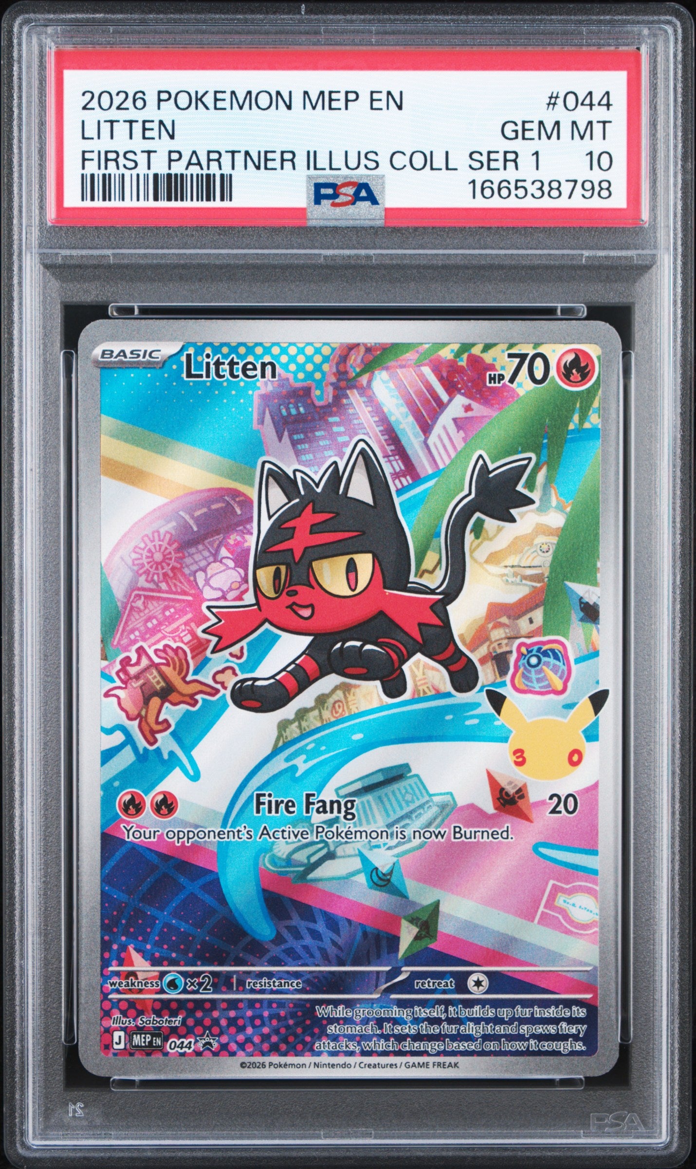 PSA 10 - Litten MEP044 First Partner Ilustration Coll. x798 - Pokemon