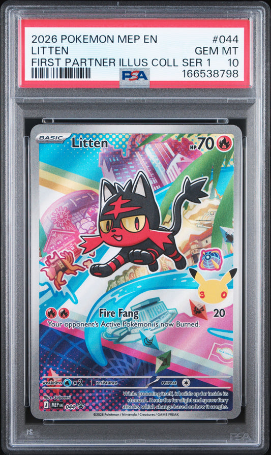 PSA 10 - Litten MEP044 First Partner Ilustration Coll. x798 - Pokemon