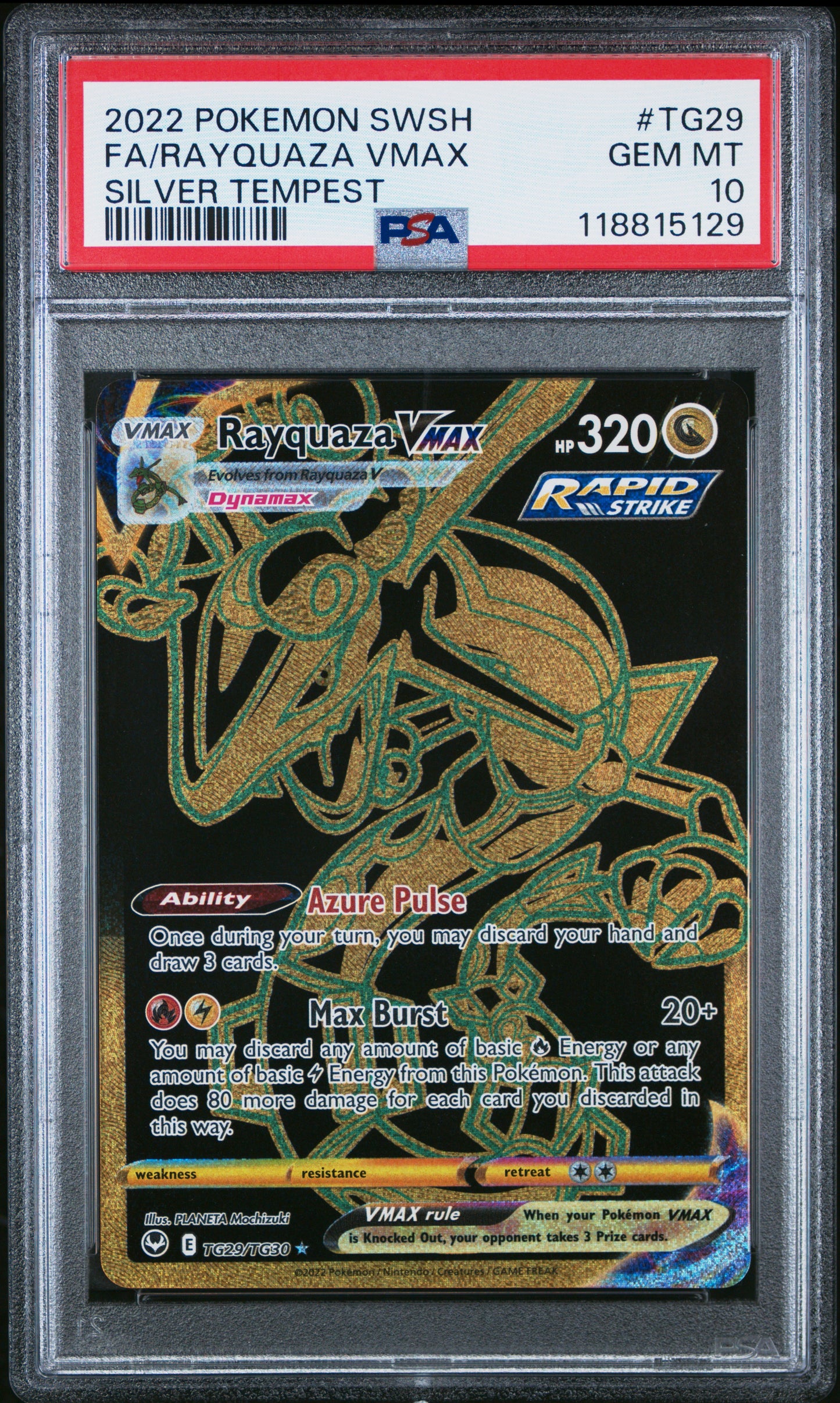 PSA 10 - Rayquaza VMAX TG29/TG30 SWSH Silver Tempest - Pokemon