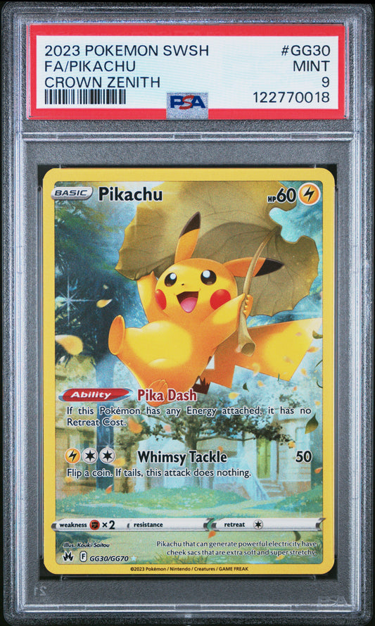 PSA 9 - Pikachu GG30/GG70 SWSH Crown Zenith - Pokemon