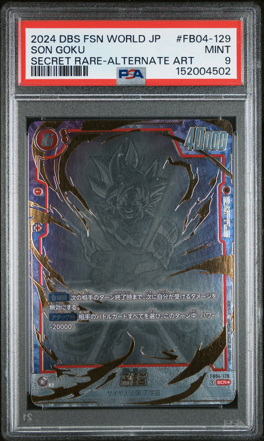 PSA 9 - Son Goku FB04-129 SCR Alt Art JPN Fusion World x502 - DBS
