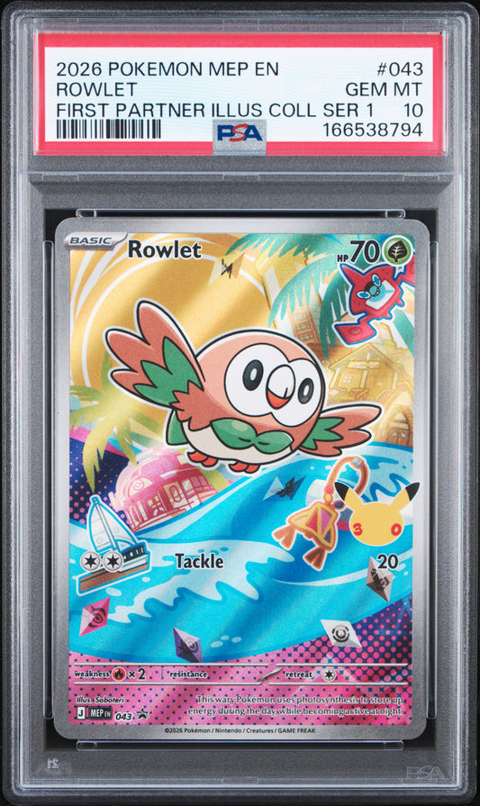 PSA 10 - Rowlet MEP043 First Partner Ilustration Coll. x794 - Pokemon