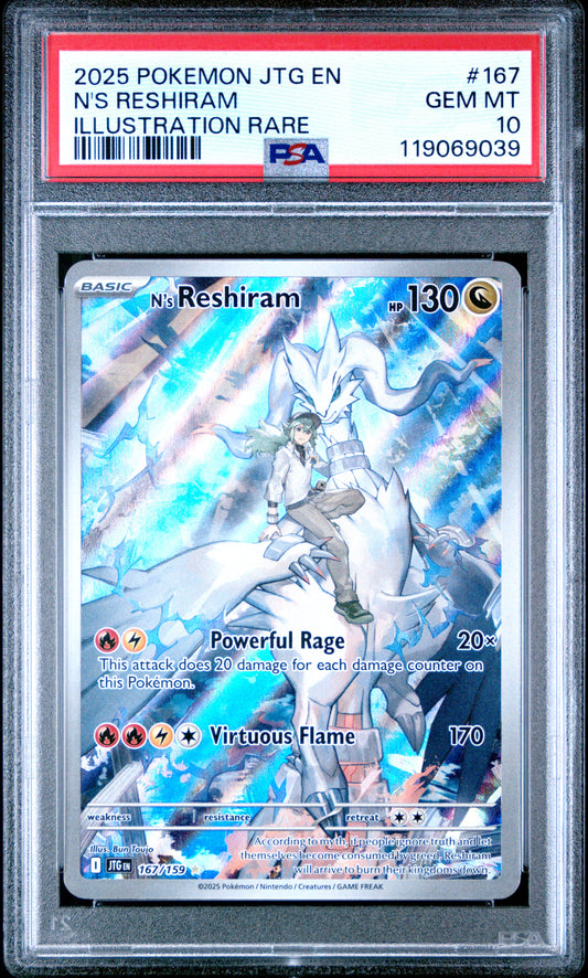 PSA 10 - N'S Reshiram 167/159 Illustration Rare SV Journey Together - Pokemon